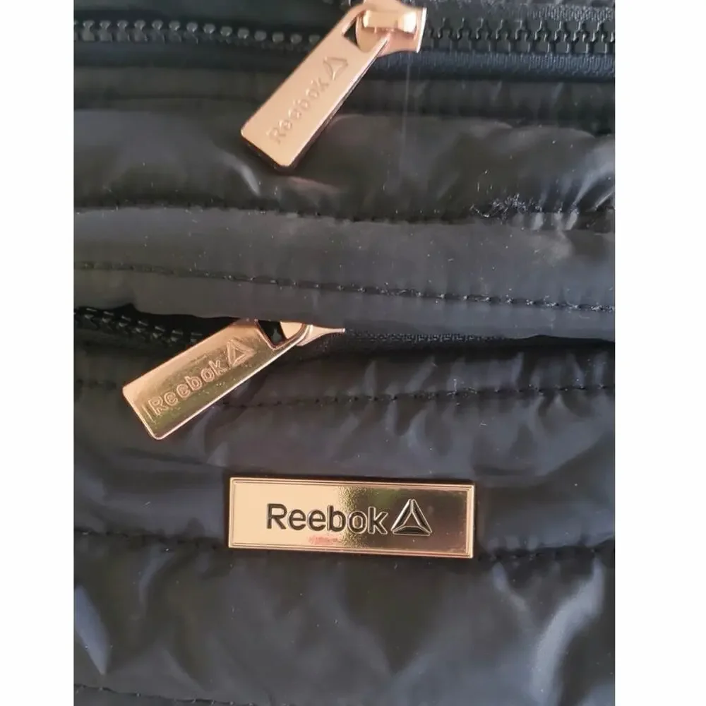 Reebok Rylan Quilted Fanny Pack Black with Rose Gold Accents